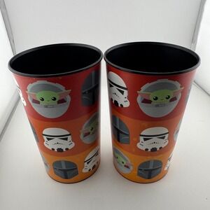 Unique Star Wars Mandalorian Plastic Tumbler Set 2pk Grogu Stormtrooper Orange